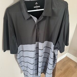 Adidas Men's Black and Gray Golf Polo Shirt